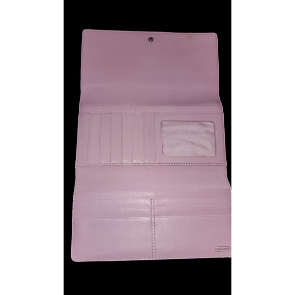 Coach dark blue leather tr-fold wallet - Picture 4 of 7